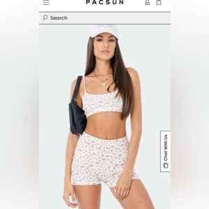 Edikted Pink and White Floral Pajama Set